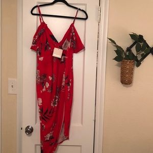 Off shoulder boutique red flower dress